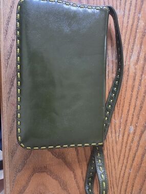 Green Leather Shoulder Clutch -